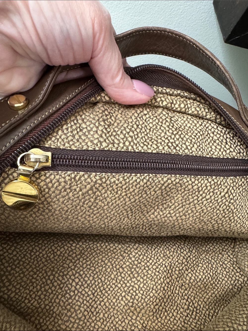 Borbonese Redwall  Brown Suede Dome Satchel / Handbag Vintage - Picture 13 of 15